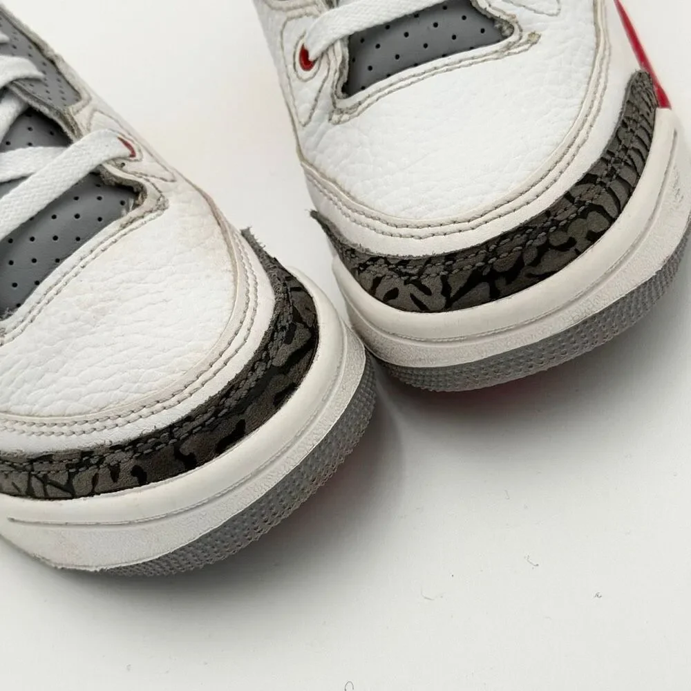 Jordan 3 Retro Fire Red 2022 High Top Lace Up Leather Sneakers - Little Kid/Todd